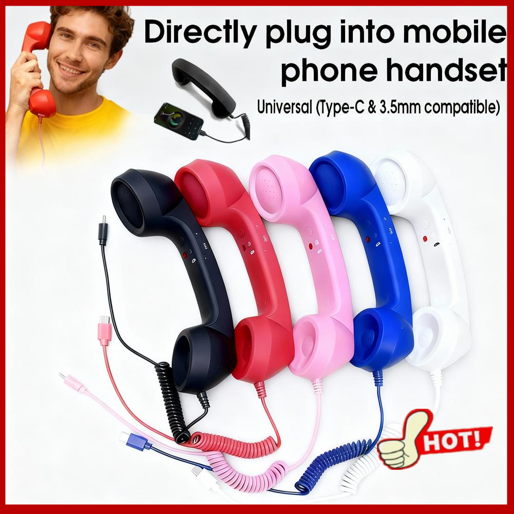 Retro Handset Phone - 2026 Telepon Retro Baru Tipe-C/3.5mm Mikrofon