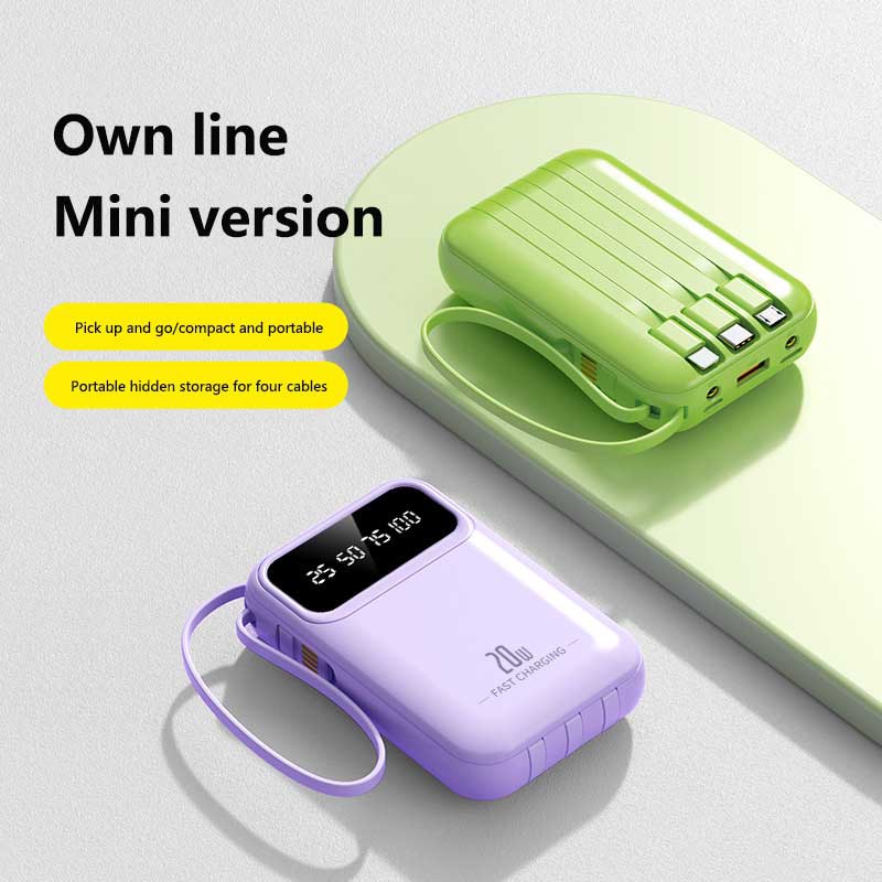 Bank Daya Kabel Bawaan 4 Dalam - Power Bank Slim ulasan dan harga