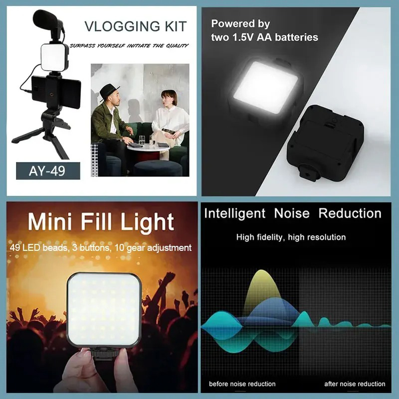 Kit Vlogging Smartphone AY49 D - Youtube Phone Accessories ulasan dan harga
